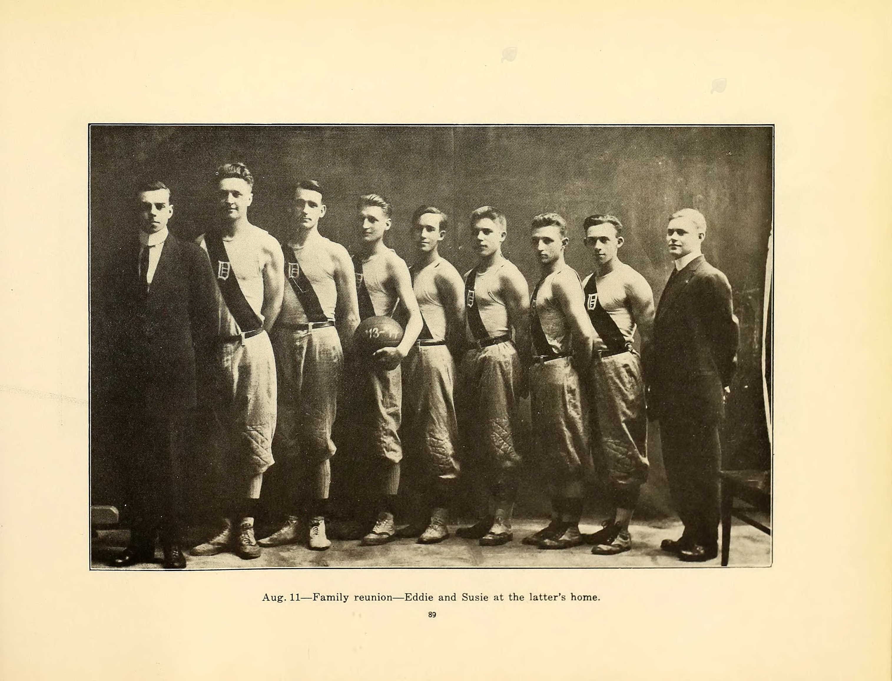 William Ackerson  Van Blarcom: Far Left - Defiance College, Defiance Ohio - Basketball team manager 1914