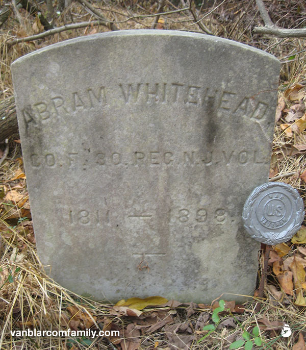 Abraham   Whitehead: Headstone at Saums Burial Ground aka. Danberry Cemetery, Hillsborough, New Jersey.